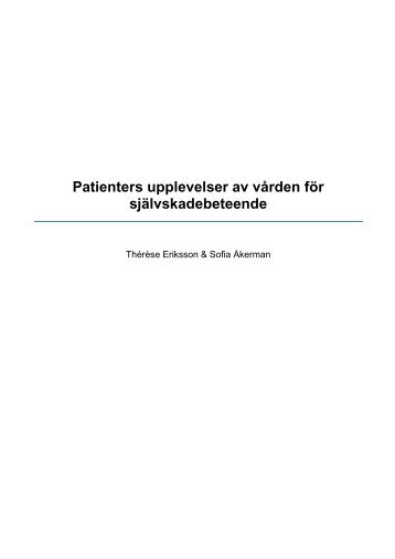 Patienters upplevelser av vården för självskadebeteende