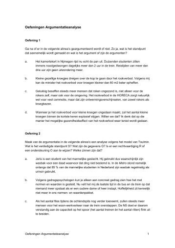 Oefeningen Argumentatieanalyse