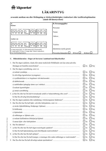 Lakarintyg For Ansokan Om Korkort M M Pdf Fil