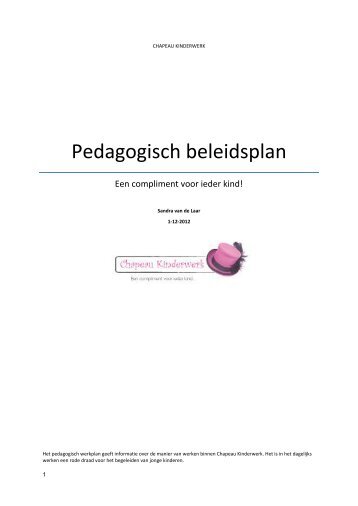 Pedagogisch beleidsplan - Chapeau Kinderwerk