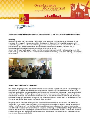 Verslag conferentie 'Herbestemming door Herwaardering', 23 mei ...