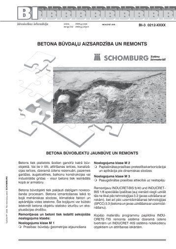 Betona konstrukciju remonts INDUCRET-BIS - schomburg lv