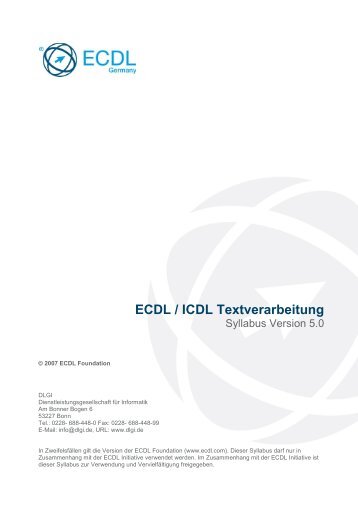 Lernzielkatalog zum ECDL-Modul Textverarbeitung