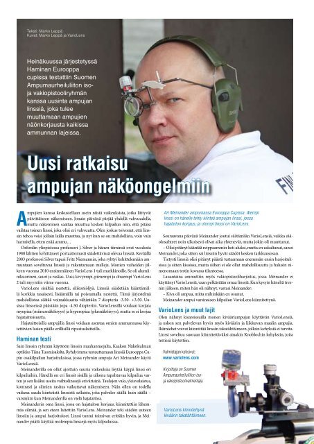 urheiluampuja 4-2012.pdf - Suomen Ampumaurheiluliitto