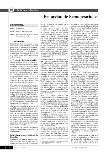 VI Reducción de Remuneraciones - Revista Actualidad Empresarial