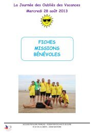 FICHES MISSIONS BÉNÉVOLES - Secours populaire