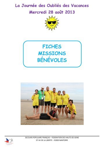 FICHES MISSIONS BÉNÉVOLES - Secours populaire