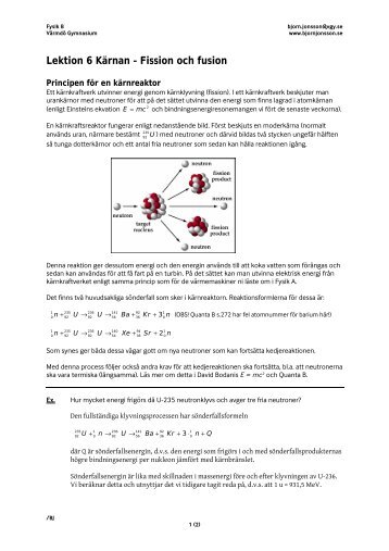 Lektion 6 Kärnan – Fission och fusion - bjornjonsson.se