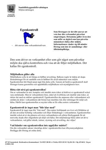 Egenkontroll för verksamheter med mindre miljöpåverkan