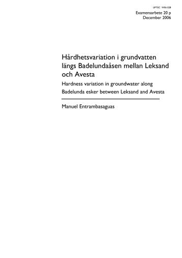 Hårdhetsvariation i grundvatten längs Badelundaåsen ... - Midvatten