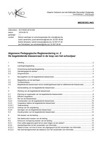 APR 2. De begeleidende klassenraad in de loop van het schooljaar