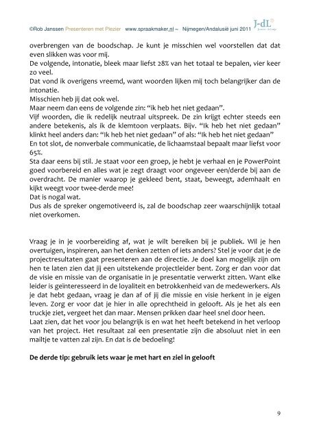 Download het e-book "Presenteren met plezier" - J Dl