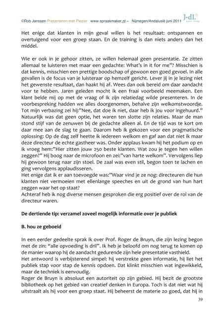 Download het e-book "Presenteren met plezier" - J Dl