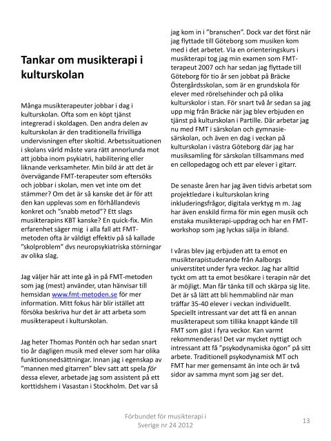 FMS tidning nr 24.pdf - Förbundet för Musikterapi i Sverige