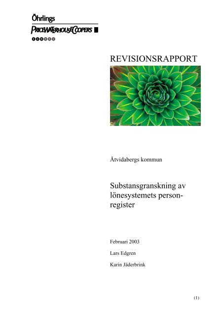 Substansgranskning av lönesystemets personregister - Åtvidabergs ...