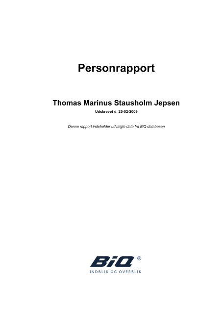 Personrapport Thomas Marinus Stausholm Jepsen - Grelbers Forlag