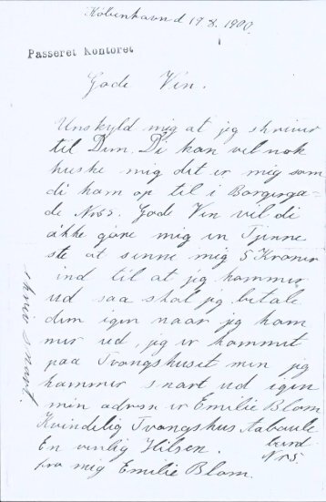 Breve fra Emilie 1900 og 1904 med transskription - Prostitution - før ...