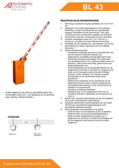 BL43 Slagboom met ovale versterkte arm "antivandalisme" - Afilco