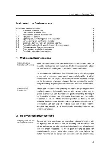 Meer informatie over de opbouw van een Business case - Belvedere
