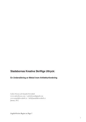 Stadsbornas Kreativa Skrifliga Uttryck: - carleyfriesen.com