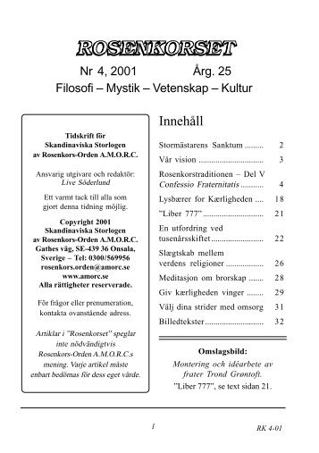 Innehåll - Rosenkors-Ordenen AMORC