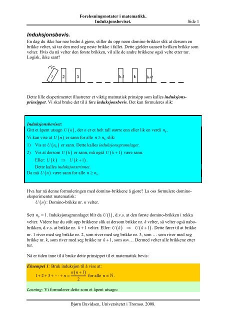 Induksjonsbevis. - Universitetet i Tromsø