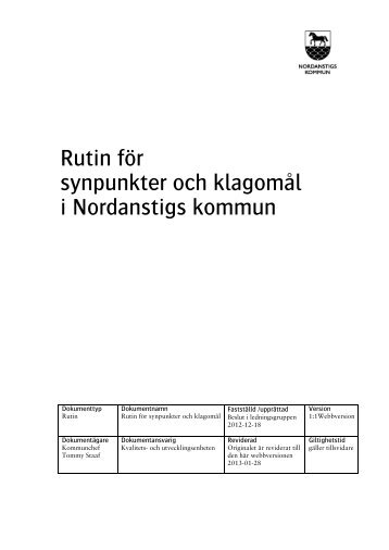 Rutin för synpunkter och klagomål i Nordanstigs kommun