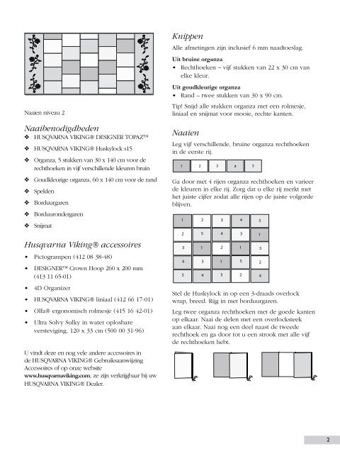 Download de naai-instructies voor het sprei (PDF) - HUSQVARNA ...