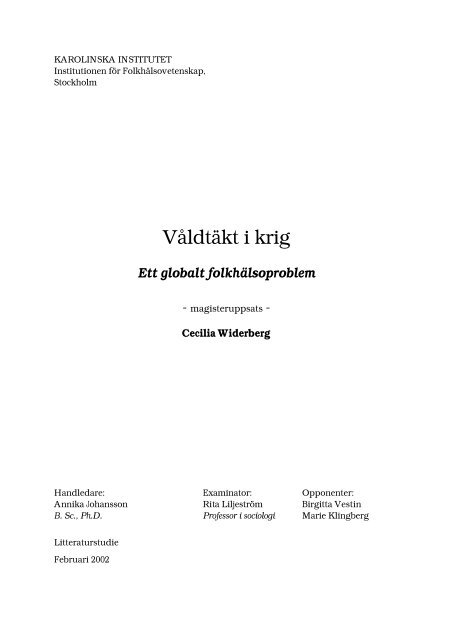 Våldtäkt i krig - ett globalt folkhälsoproblem. - Svenska Röda Korset