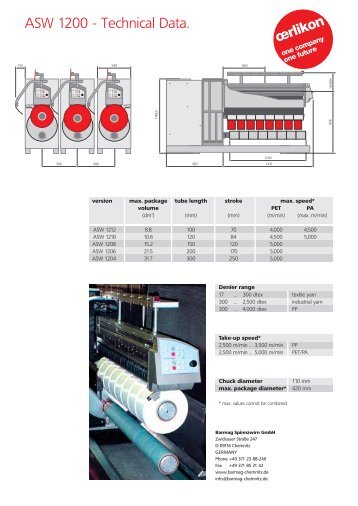 ASW 1200 - Technical Data. - Oerlikon Barmag