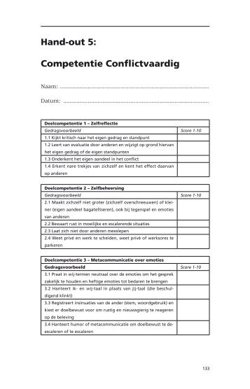 Hand-out 5: Competentie Conflictvaardig - Uitgeverij Nelissen