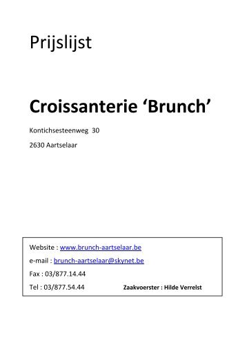 Prijslijst Croissanterie 'Brunch' - Brunch - Aartselaar