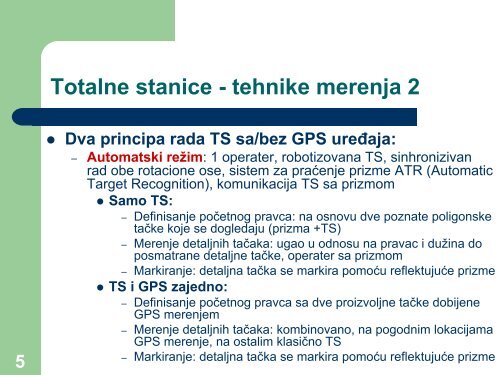 Koncepti automatizovanog pozicioniranja totalne stanice