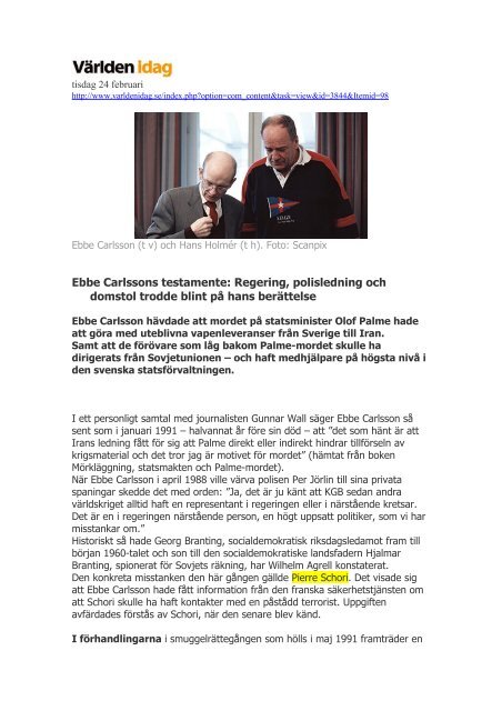 Ebbe Carlssons testamente: Regering, polisledning och ... - Fride