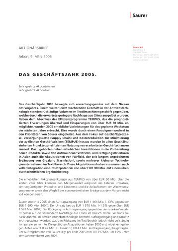 DAS GESCHÄFTSJAHR 2005. - Barmag