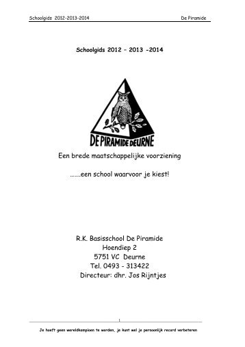 EEN WOORD VOORAF - Basisschool "De Piramide"