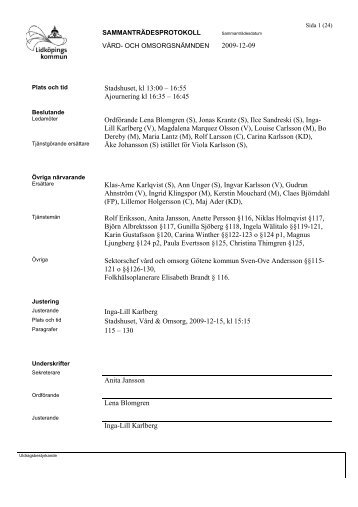 Stadshuset, kl 13:00 – 16:55 Ajournering kl 16:35 – 16 ... - Lidköping