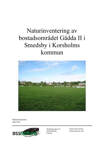 Naturinventering av Hannula detaljplaneområde i Larsmo - Mustasaari