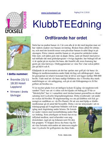 KlubbTEEdning 2 2010 - Lycksele Golfklubb