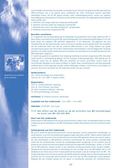 Wetenschapskatern 2005-2006 - Stichting MS Research