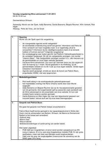 11 januari 2013 - Wmo-adviesraad Winsum