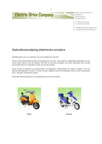 Gebruiksaanwijzing elektrische scooters - Welkom bij de Electric ...