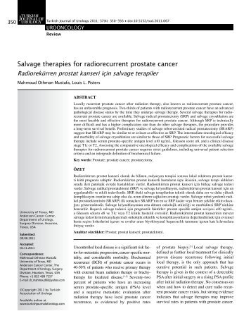 Salvage therapies for radiorecurrent prostate cancer