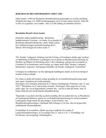 Historie om stiftelsen af Bornholms Brandforsikring