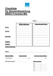 Checkliste für Standortbewertung BÄKO Frischeis-Mix