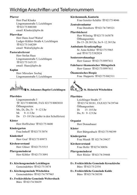 Pfarrbrief - kath. Pfarrgemeinde St. Johannes Baptist & St. Heinrich ...