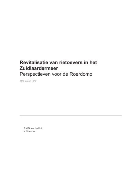 Revitalisatie van rietoevers in het Zuidlaardermeer Perspectieven ...