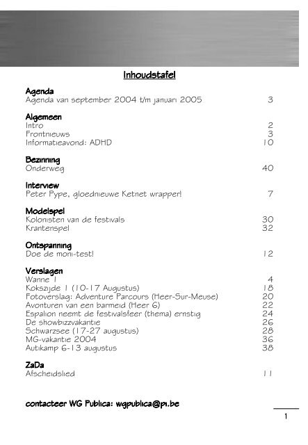 Inhoudstafel - Kazou Leuven