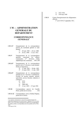 01M. Administration générale et économie du département, 1800 ...