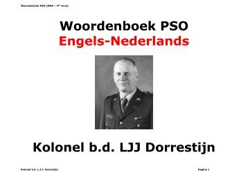 Woordenboek PSO Engels-Nederlands Kolonel bd ... - Boekje Pienter